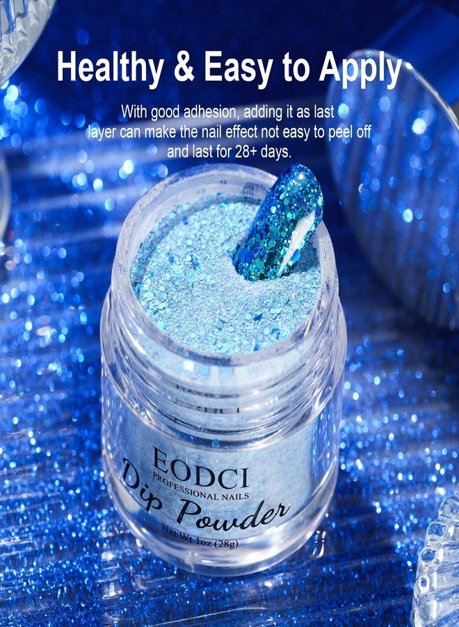EODCI Glitter Chameleon Blue Dip Powder, 1 Oz/28g Nail Dipping Powder for DIY Manicure, Salon at Home, Easy to Use, No Nail Lamp Needed, Long Lasting, Shimmery Finish - Image 4